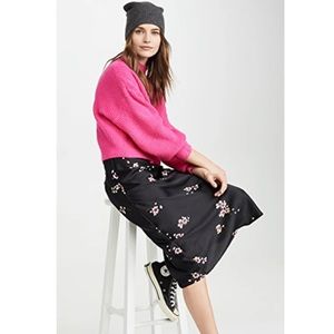 FREE PEOPLE
Normani Floral-print Satin Midi Skirt In Black